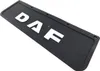 A black mud flap with white lettering on a white background. Produktbild-Vorschau
