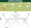 A diagram showing a white bistro set with dimensions indicated. Náhled obrázku produktu