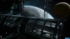 A futuristic space station or ship with a large window overlooking a planet and a moon. Produktbild-Vorschau