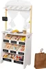 A wooden toy market stall with various toy food items and accessories, set against a white background. Náhľad obrázku produktu