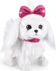 A white plush toy dog with a pink bow and collar. Náhled obrázku produktu