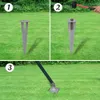 Three images showing the steps to install a ground spike for a fence post. Produktbild-Vorschau