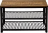 A shoe rack with two shelves, made of wood and metal. Voir les images du produit