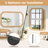 COSTWAY Prostokątne lustro z drewnianą ramą, 90x60 cm, Podgląd zdjęcia produktu 6