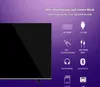 A television screen is shown next to a list of its connection types and features. Produktbild-Vorschau