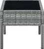 A close-up, front-facing view of a grey rattan coffee table with a black top, set against a white background. Anteprima dell’immagine prodotto