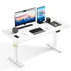A white adjustable standing desk with two monitors, a keyboard, mouse, and other accessories. Anteprima dell’immagine prodotto