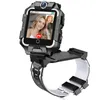A smartwatch is shown on a white background, with a video call displayed on its screen. Produktbild-Vorschau