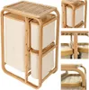 Collage of a bamboo laundry basket with three fabric bags, showing different angles and details. Podgląd zdjęcia produktu