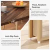 Close-up views of a wooden table and its features, including thickness and anti-slip pads. Anteprima dell’immagine prodotto