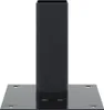 A black metal post base with a square upright section and a flat square base with four screw holes. Produktbild-Vorschau