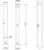 Technical drawings of a solar shower with dimensions. Produktbild-Vorschau