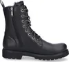 A black leather boot with laces and a zipper. Voir les images du produit
