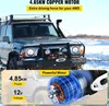 A winch mounted on the front of a 4WD vehicle in a snowy environment, with a close-up of the motor. Anteprima dell’immagine prodotto