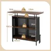 A bar table with shelves and dimensions indicated by measurement lines and weight capacity icons. Podgląd zdjęcia produktu