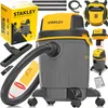 A collage of images showing a Stanley wet and dry vacuum cleaner, its accessories, and packaging. Anteprima dell’immagine prodotto