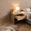 Nachttisch Eiche Massivholz mit Schublade und Ablage Produktbild-Vorschau 3