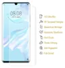 A smartphone screen protector is shown next to a smartphone, with feature icons and text on the right side. Produktbild-Vorschau