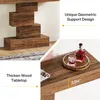 Collage of images showing details of a console table, including its geometric support design and thick tabletop. Anteprima dell’immagine prodotto