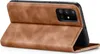 A brown flip cover case for a smartphone, shown from the back with the cover open. Produktbild-Vorschau