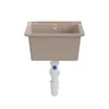 A beige sink with a white drain pipe attached, isolated on a white background. Anteprima dell’immagine prodotto