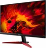 A computer monitor with a vibrant, abstract wallpaper displayed on its screen, set against a dark background. Produktbild-Vorschau