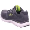 A side view of a gray Skechers Flex Advantage 4.0 sneaker with green accents. Náhled obrázku produktu