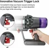 A hand is holding a vacuum cleaner with a trigger lock accessory attached. Produktbild-Vorschau