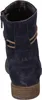 The back view of a blue suede boot with brown accents. Podgląd zdjęcia produktu