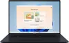 A laptop displaying a Windows 11 interface with a personalized greeting and suggestions. Produktbild-Vorschau