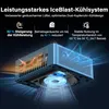 A blue mini PC with internal cooling system components highlighted with light effects. Náhľad obrázku produktu