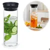 2x Glas Flasche Wasserkaraffe 1L Borosilikatglas Deckel Produktbild-Vorschau 1