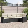 vidaXL 5-tlg. Garten-Sofagarnitur mit Kissen Schwarz Poly Produktbild-Vorschau 2