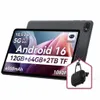 A tablet computer is shown with promotional text and graphics overlaid on its screen and a small accessory in a decorative overlay. Produktbild-Vorschau