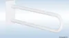 A white grab bar mounted on a white plate against a light blue and white gradient background. Produktbild-Vorschau