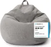 A grey beanbag chair is shown against a white background. Voir les images du produit