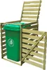 A green trash bin inside a wooden bin enclosure. Náhled obrázku produktu
