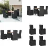 vidaXL 5 tlg. Garten Essgruppe mit Kissen Schwarz Poly Produktbild-Vorschau 1