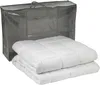 A folded white blanket is placed in front of a gray storage bag. Produktbild-Vorschau