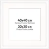 A white picture frame with text indicating its dimensions and purpose. Produktbild-Vorschau