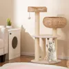 A cat playing with a cat tree in a room with a litter box and a couch. Anteprima dell’immagine prodotto