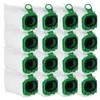 A stack of vacuum cleaner bags with green plastic connectors. Produktbild-Vorschau