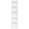A tall, narrow, white bookshelf with five shelves against a white background. Voir les images du produit