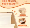 Close-up of a wooden shelf with fabric inserts, with marketing text and graphics highlighting material quality and features. Náhled obrázku produktu