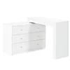 A white dresser with a white desk attached to the side, shown against a white background. Voir les images du produit