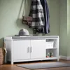 An entryway scene with a shoe bench, coats, and accessories. Náhľad obrázku produktu