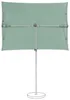 A rectangular umbrella is shown from the underside, mounted on a pole with a circular base. Produktbild-Vorschau
