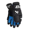A pair of black hockey gloves with blue accents. Podgląd zdjęcia produktu