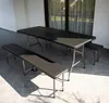 Set da giardino pieghevole nero – tavolo + 2 panche, 180 cm Anteprima dell’immagine prodotto 2
