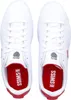 A top-down view of a pair of white K-Swiss sneakers with red insoles. Produktbild-Vorschau